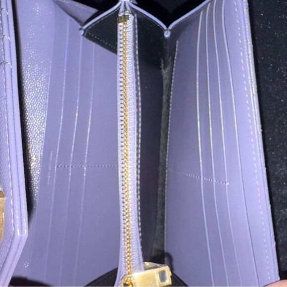 Brand new Yves Saint Laurent Purple leather Women's wallet add chain to make woc - Picture 4 of 9